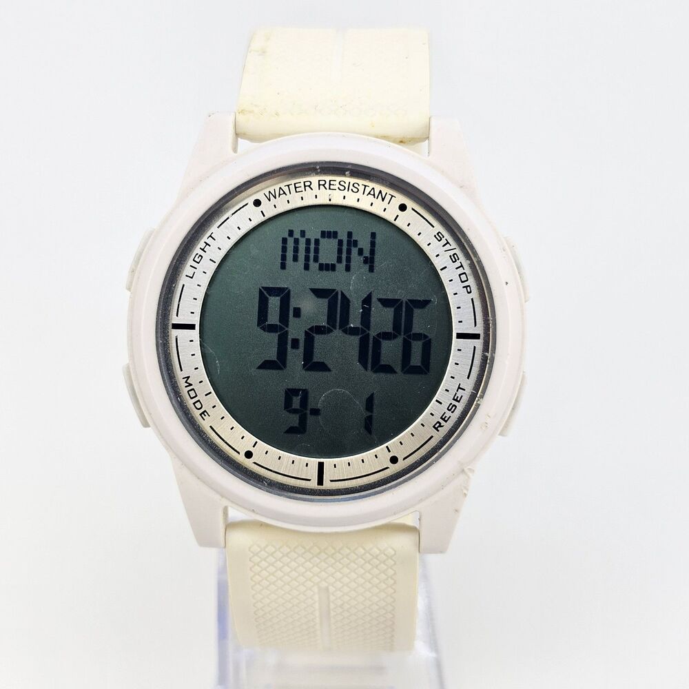 Beeasy AW02 Men's Ultra Slim Digital‎ Watch 44MM White Plastic Bands New Battery